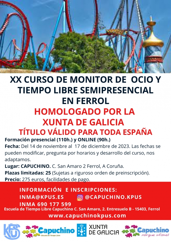 Curso en Ferrol de Monitor/a de actividades de tempo libre da ETL Capuchino