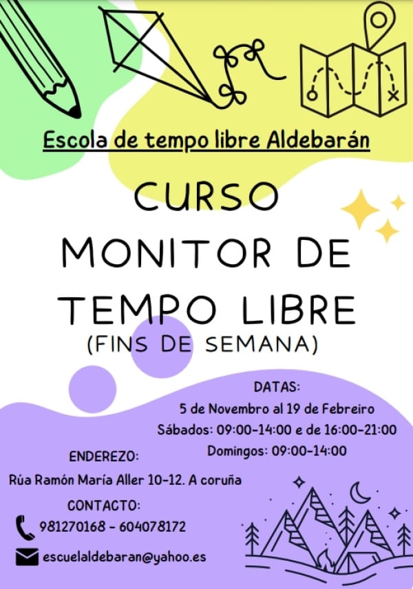Curso en A Coruña de Monitor/a de actividades de tempo libre da ETL ALDEBARÁN