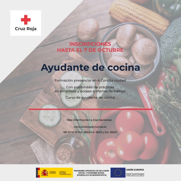 Curso na Coruña de Axudante de Cociña da Cruz Vermella