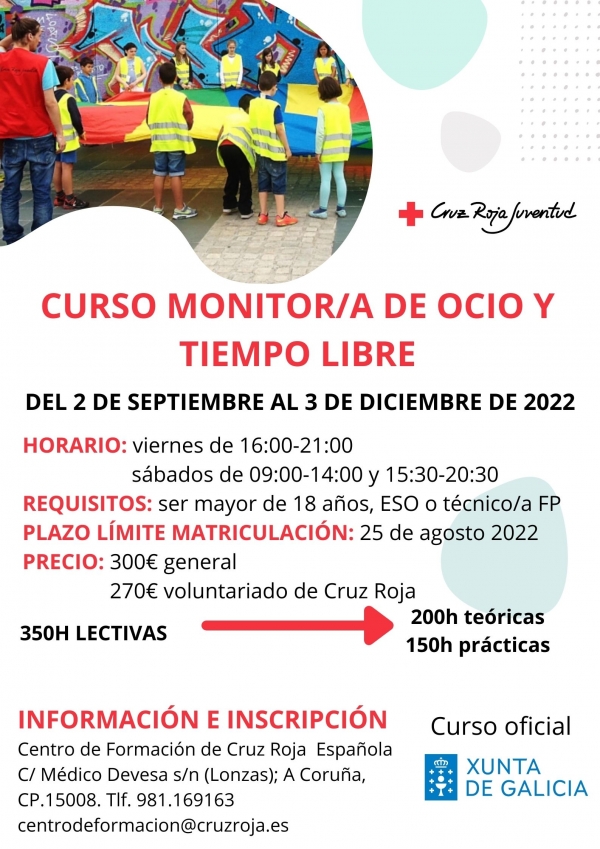 Curso na Coruña de Monitor/a de actividades de tempo libre da ETL Cruz Vermella