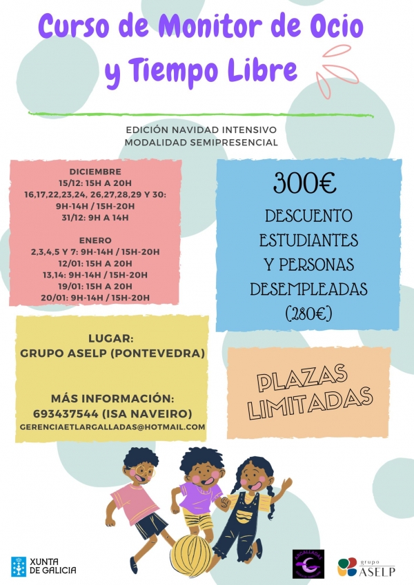 Curso en Pontevedra de Monitor/a de actividades de tempo libre da ETL Argalladas