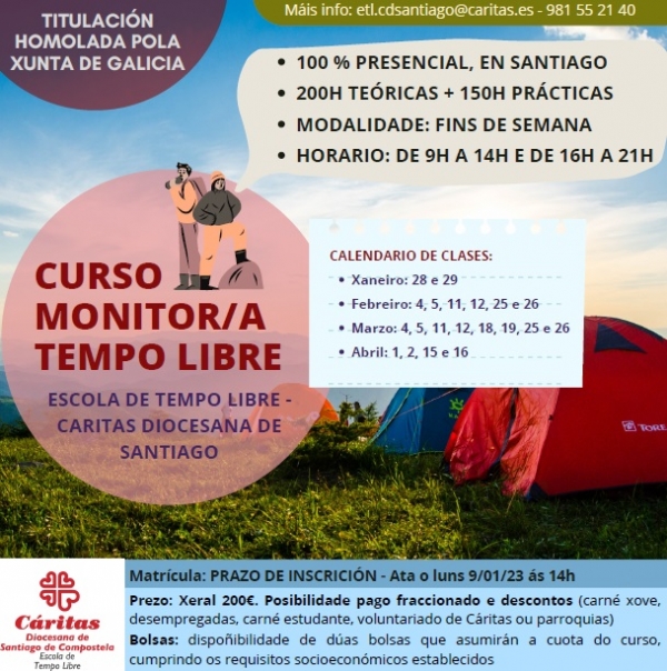 Curso en Santiago de Monitores/as de actividades de tempo libre da ETL de Cáritas