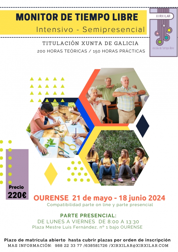 Curso en Ourense de Monitor/a de actividades de tempo libre da ETL Xirxilar