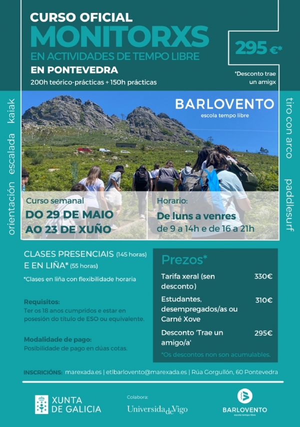 Curso en Pontevedra de Monitor/a de Actividades de Tempo Libre da ETL Barlovento