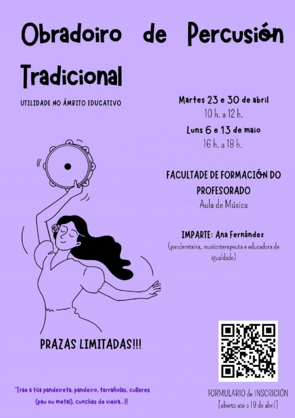 Obradoiro de Percusión Tradicional e utilidades educativas no Campus de Lugo.