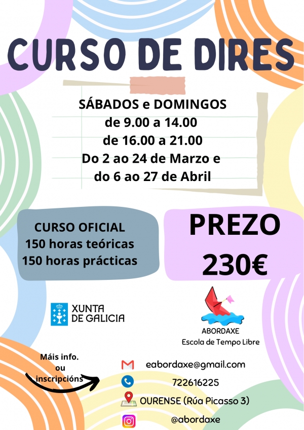 Curso en Ourense de Directores/as de actividades de tempo libre da ETL Abordaxe