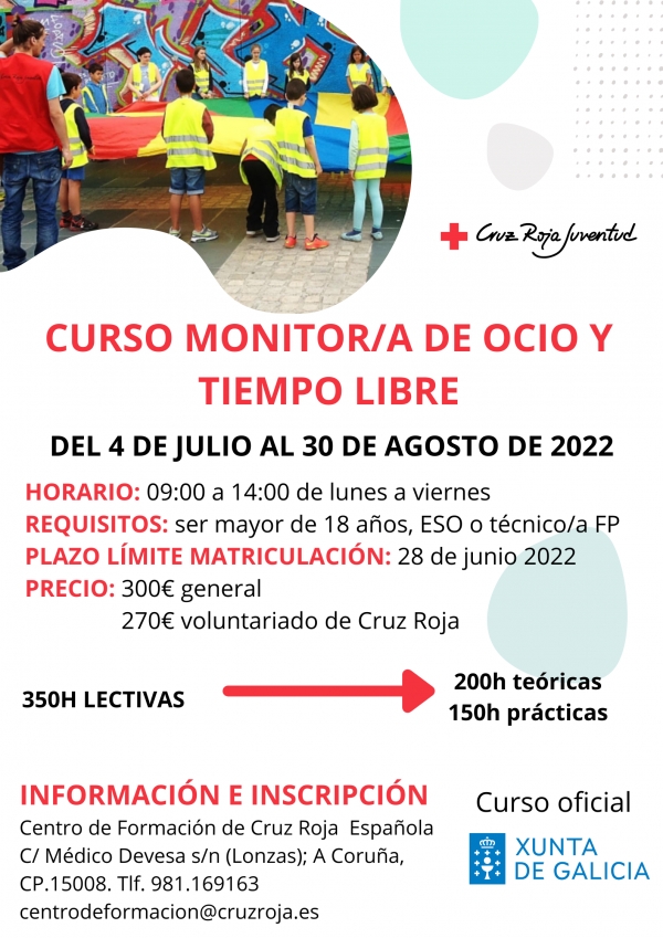 Curso na Coruña de Monitores/as de actividades de ocio e tempo libre da ETL Cruz Vermella